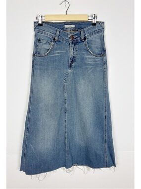Levi's Skirt high rise deconstructed denim midi Size 3 Raw Hem